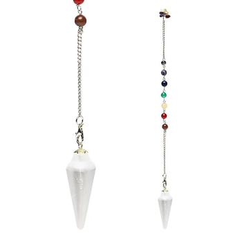 Pendel Selenit mit Facette spitz zulaufend