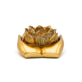 Teelichthalter Lotus Hände goldfarben