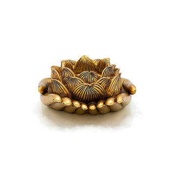 Teelichthalter Lotus Hände goldfarben