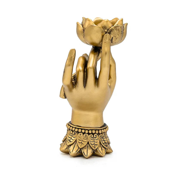 Porte-bougie Varada Mudra avec lotus doré