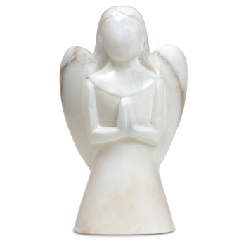Engel Statuette Speckstein weiß - 12,5 cm