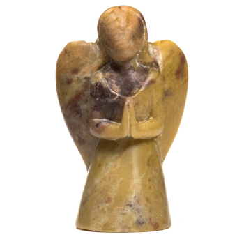 Statuette ange stéatite couleur naturelle - 12,5 cm