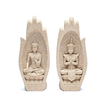 Namaste mudra mains avec bouddha couleur sable