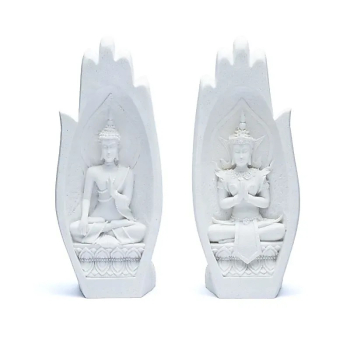 Namaste mudra mains avec bouddha blanche