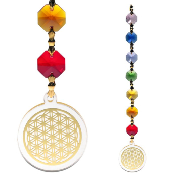 Pendentif fleur de vie Feng Shui couleur or