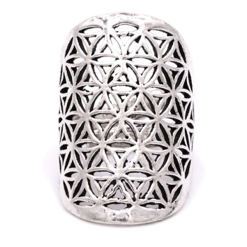Anneau fleur de vie laiton couleur argent