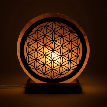 Salzlampe Blume des Lebens mit Kabel u. LED