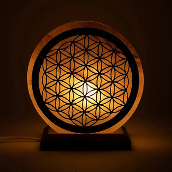 Salzlampe Blume des Lebens mit Kabel und LED
