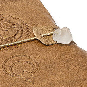 Carnet « Arbre de vie » avec cristal de roche et couverture en similicuir