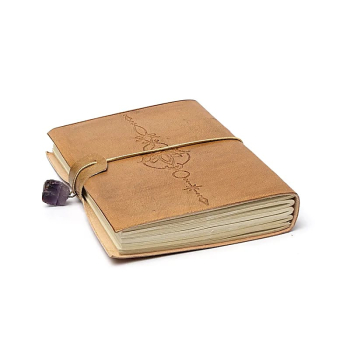 Carnet Lotus avec améthyste et couverture en similicuir