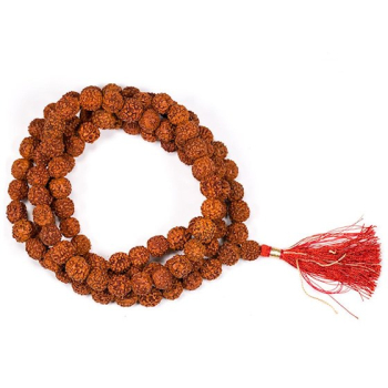 Mala Rudraksha 108 perles avec pompon rouge