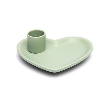 Keramik Smudgeschale und Palo Santo Halter herzförmig pastellgrün