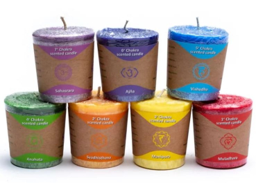 Chakra votives Bougies votives 7 Chakras en coffret cadeau