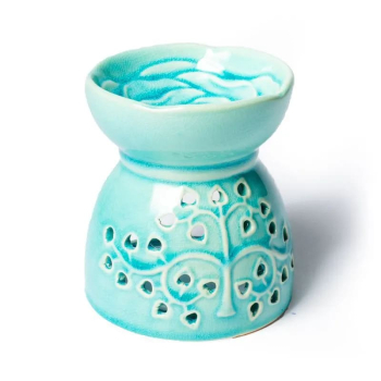 Lampe aromatique arbre de vie céramique turquoise