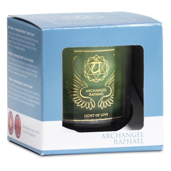 Bougie votive parfumée Archange Raphael 4ème Chakra FairTrade