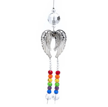 Ailes d'ange cristal & cordon arc-en-ciel