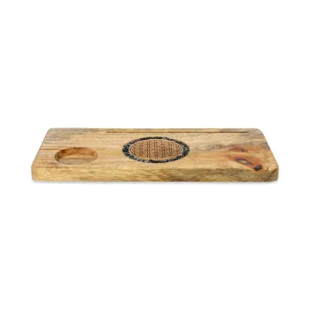 Preview: Kartenhalter Blume des Lebens Turmalin und Pyrit Mangoholz
