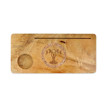 Kartenhalter Göttin Mondphasen rosa Mondstein Mangoholz