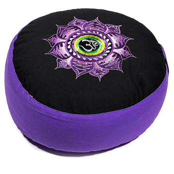 Coussin de méditation avec l'OM Lotus Violet / Noir