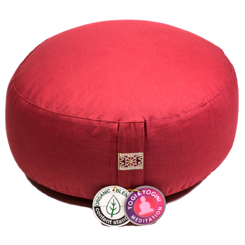 Coussin de méditation rouge coton biologique