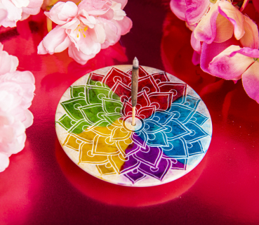 Porte-baguettes mandala arc-en-ciel
