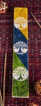 Support en pierre ollaire arbre de vie coloré