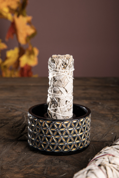 Smudge Bowl, Fleur de vie petite stéatite, sculptée à la main
