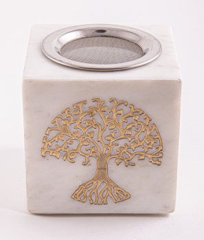 Lampe aromatique "Tree of Life" avec passoire carrée en marbre 2 en 1 vase
