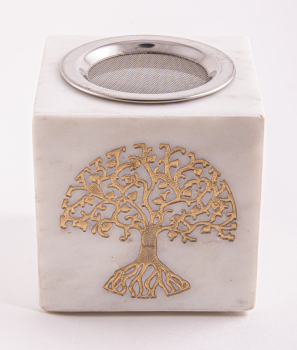 Lampe aromatique "Tree of Life" avec passoire carrée en marbre 2 en 1 vase