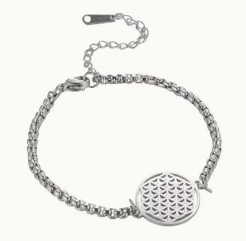 Fleur de vie bracelet, acier inoxydable, Mandala (18-23 cm) *** SEULEMENT 1 PIECE ***