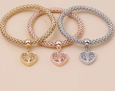 Charms Bracelets multicouches 3 PIÈCES or/argent/rose Bracelet en alliage de zinc