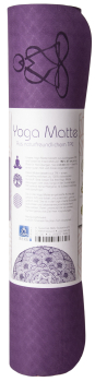 Tapis de yoga TPE écologique - violet foncé / violet tendre avec fleur de vie
