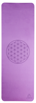 Tapis de yoga TPE écologique - violet foncé / violet tendre avec fleur de vie