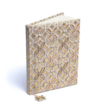Notizbuch Samt beige/gold mit Blume des Lebens