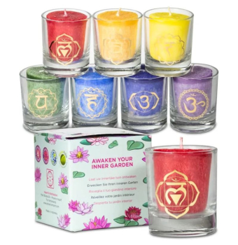 Coffret : 7 bougies parfumées votives chakra dans coffret cadeau