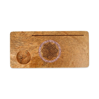 Kartenhalter Mandala Rosenquarz Mangoholz