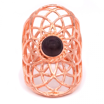 Bague fleur de vie améthyste cuivré