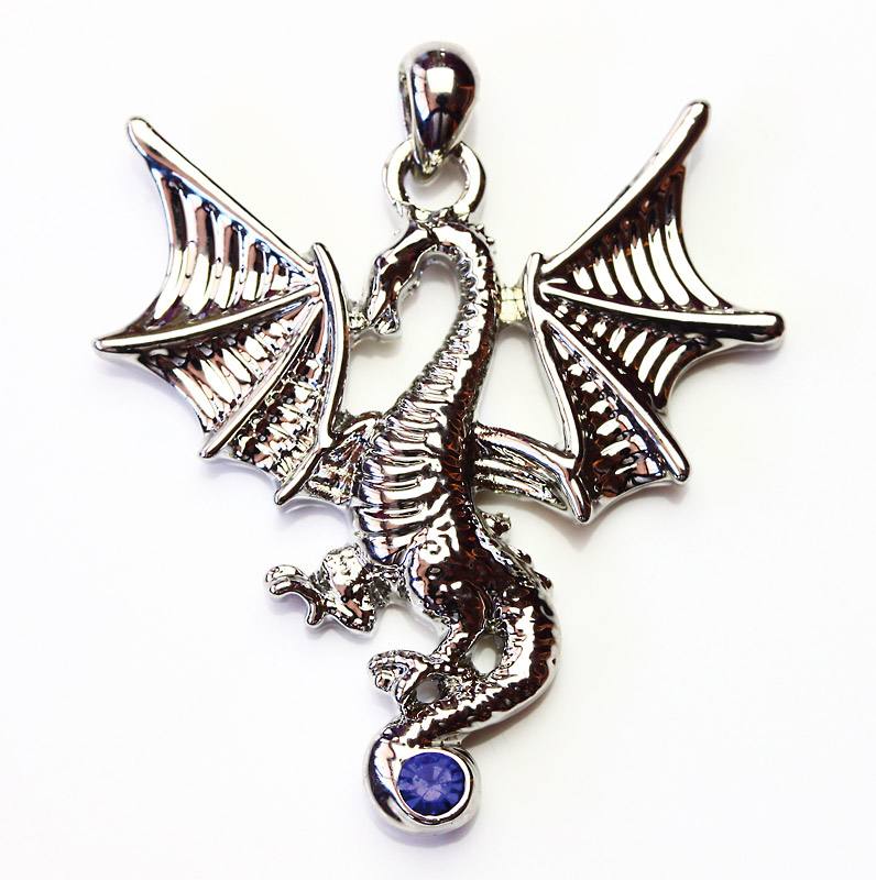 Pendentif Dragon En Bronze - Bleu Et Doré - 4,5 Cm / 7 Grammes - Lot 940 - Neuf Sans Emballage