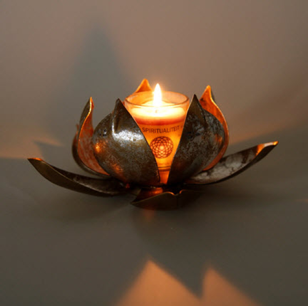 Teelichthalter 'Lotus' Metall