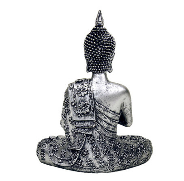 Buddha mit Kerzenhalter silberfarben