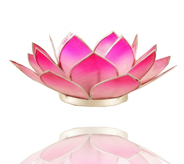 Ambiente Lotus Kerzenhalter silberfarben Ränder, hell rosa - ro (Grösse: 13.5 cm)