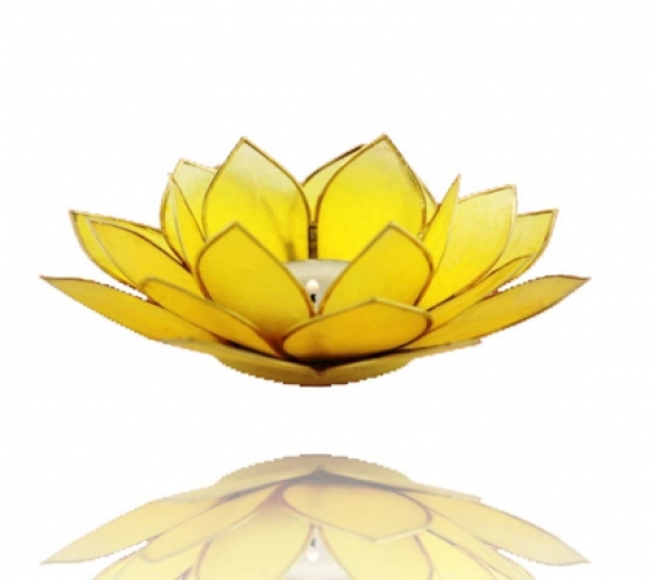 Chakra Lotus Licht mit Rand, citringelb (Grösse: 13.5 cm)