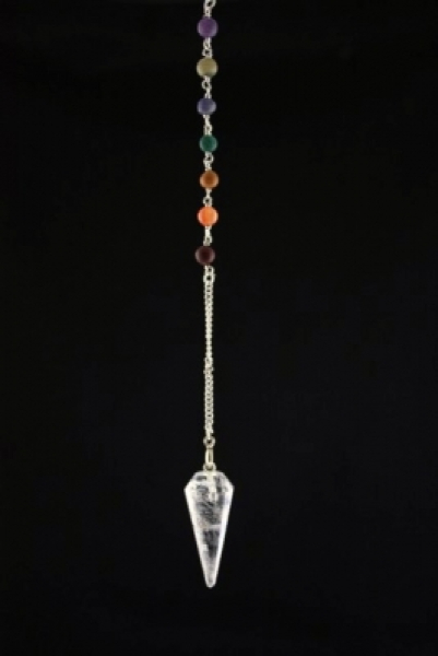 Pendentif cristal de roche avec Chakrakette