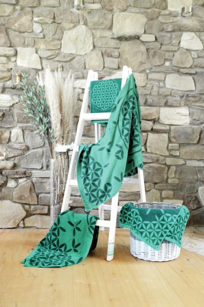 Serviette, coton bio A88x198 cm émeraude / vert