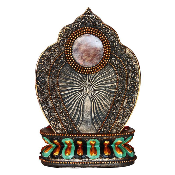 Bouddha des voeux sages polystone cuivré 27,5 cm