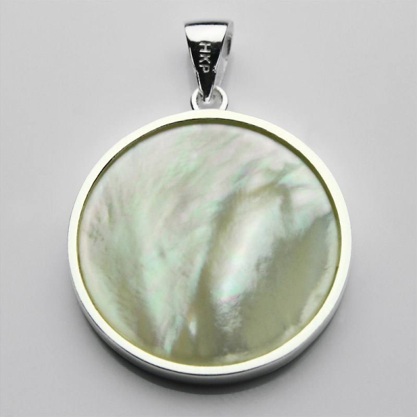 Silber-Anhänger Lebensbaum auf Perlmutt Ø 26 x 3 mm - Kopie