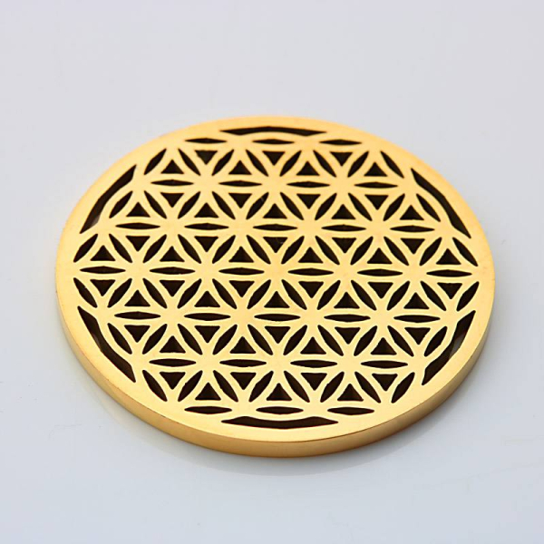 Panier à puce Flower of Life, laiton doré, Ø 23 mm