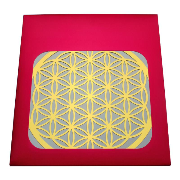 Tableau de fenêtre fleur de vie en acier inoxydable couleur or Ø 18 cm