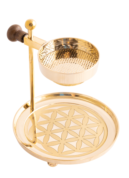 Cendrier à tamis « Fleur de vie », réglable en hauteur, en laiton