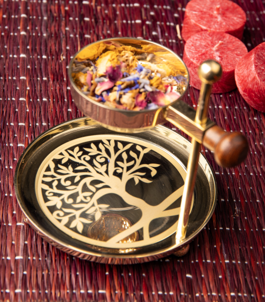 Cendrier à tamis « Arbre de vie », réglable en hauteur, en laiton